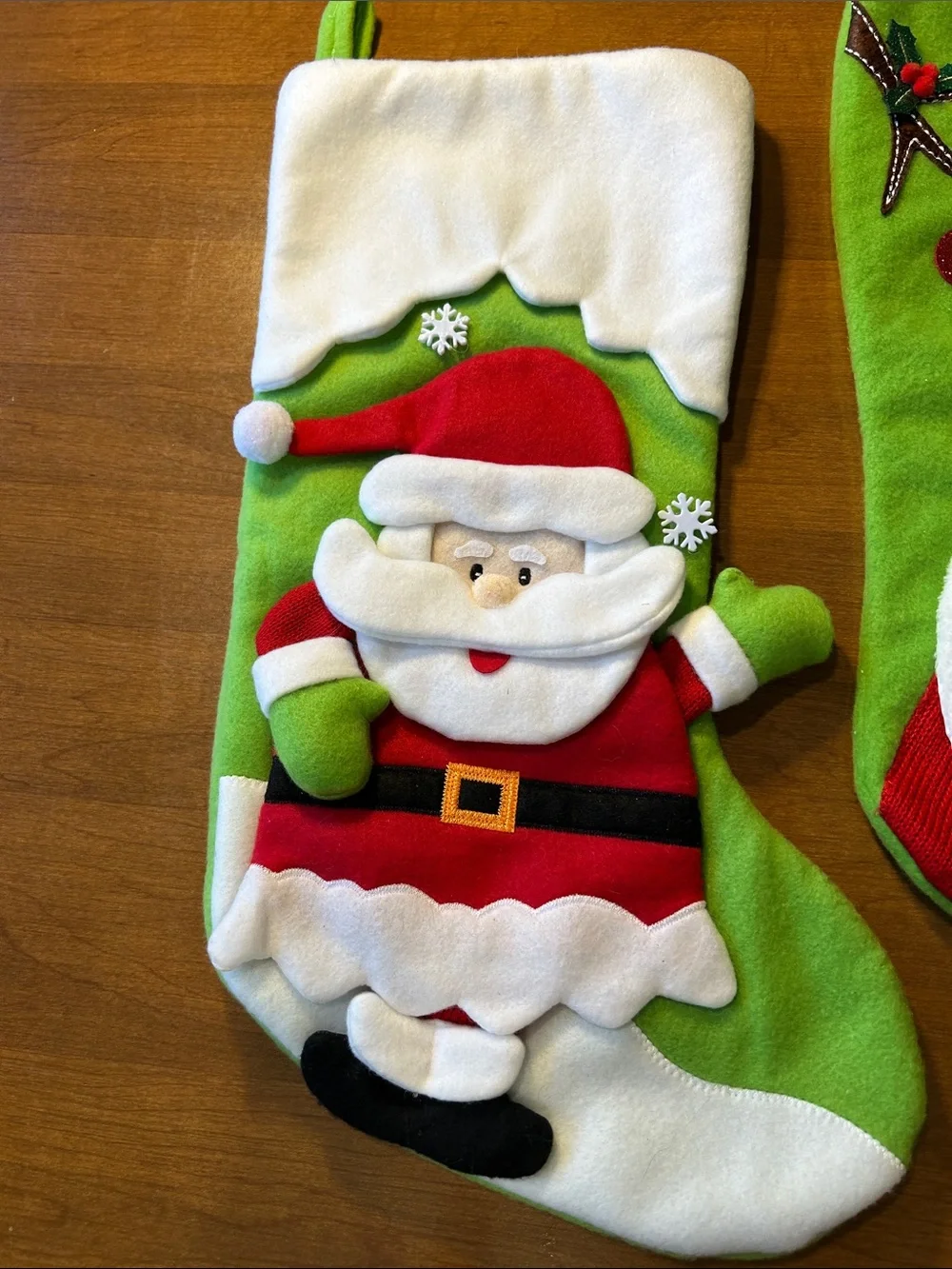 Festive Green Santa Christmas Stockings - Holiday Home Decor